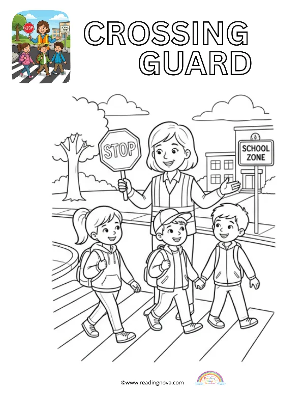 Free colouring page: Crossing Guard