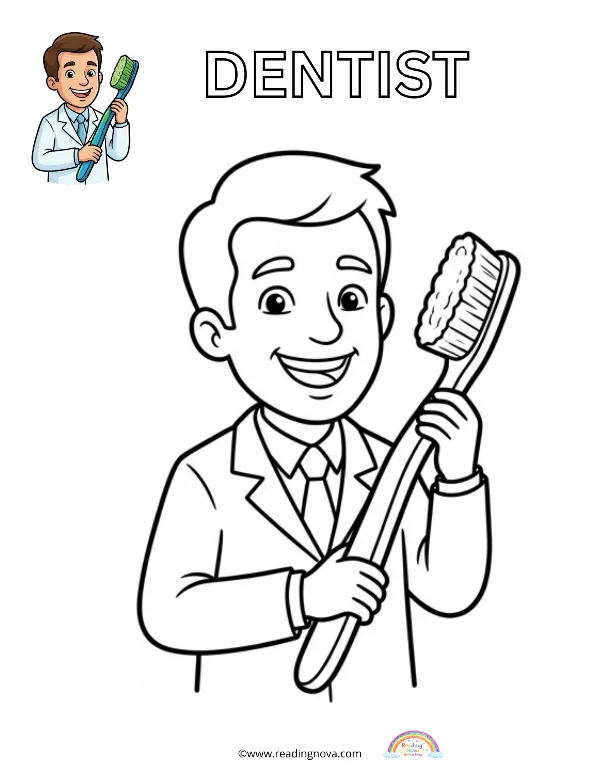Free colouring page: Dentist