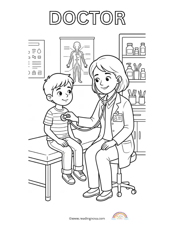 Free colouring page: Doctor