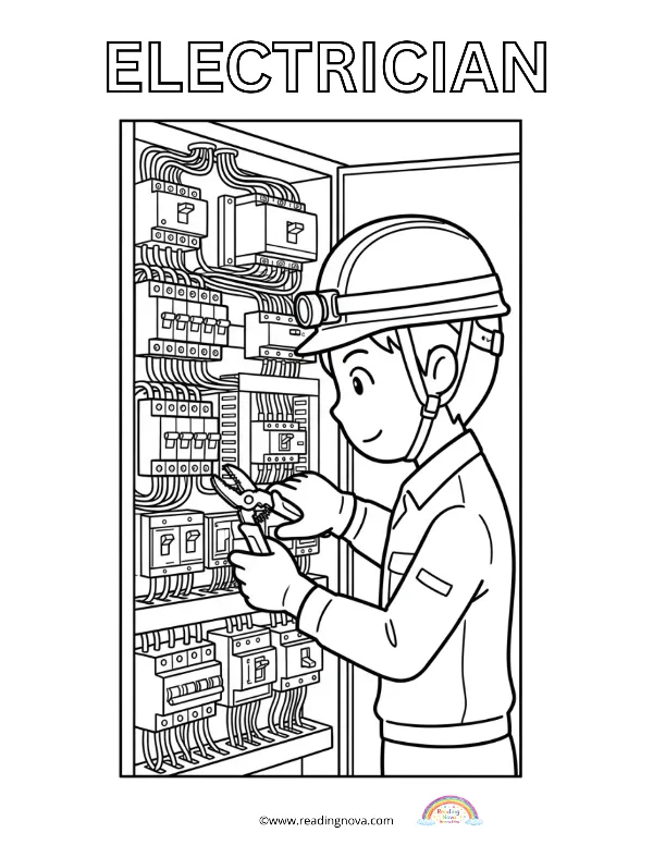 Free colouring page: Electrician