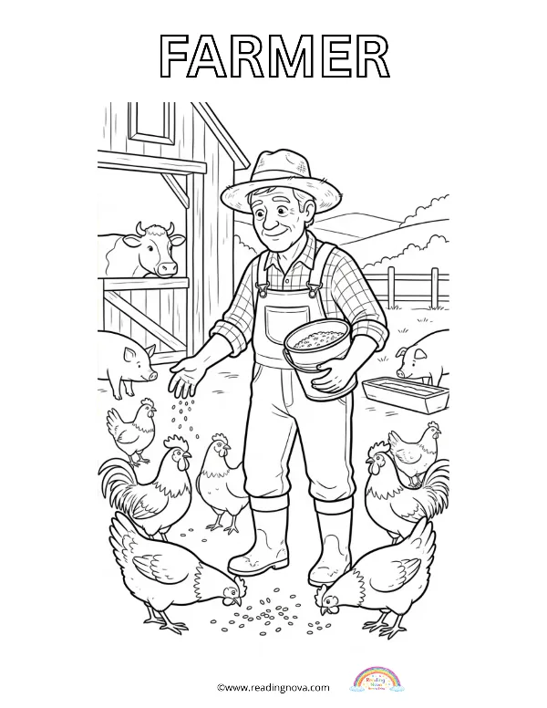 Free colouring page: Farmer