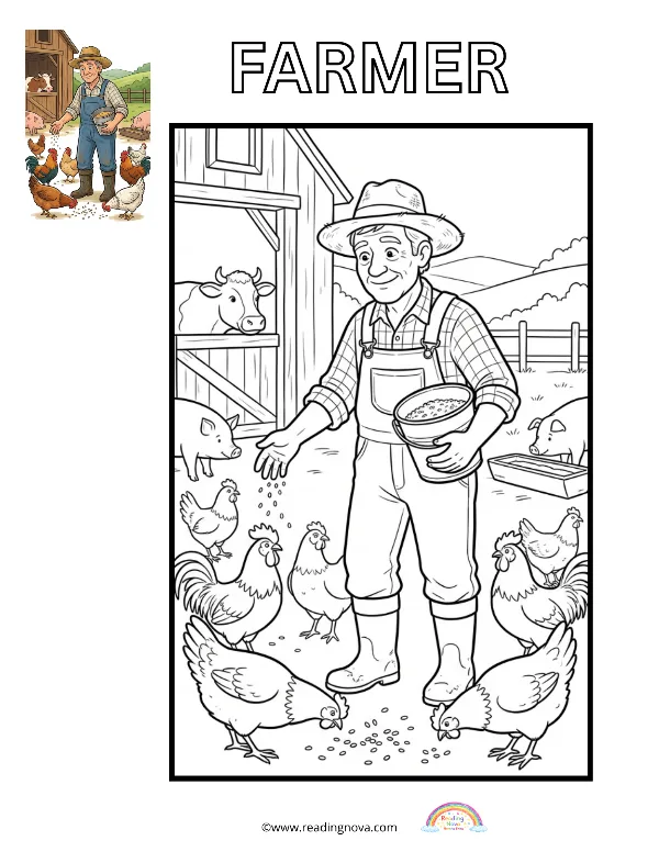 Free colouring page: Farmer