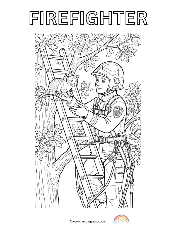 Free colouring page: Firefighter