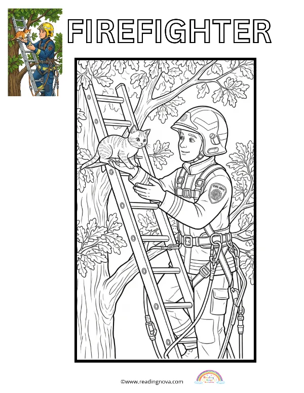 Free colouring page: Firefighter
