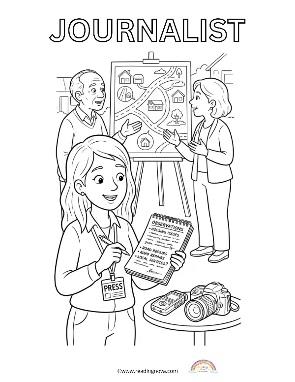 Free colouring page: Journalist