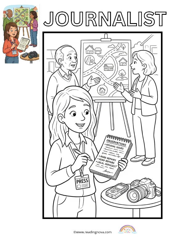 Free colouring page: Journalist