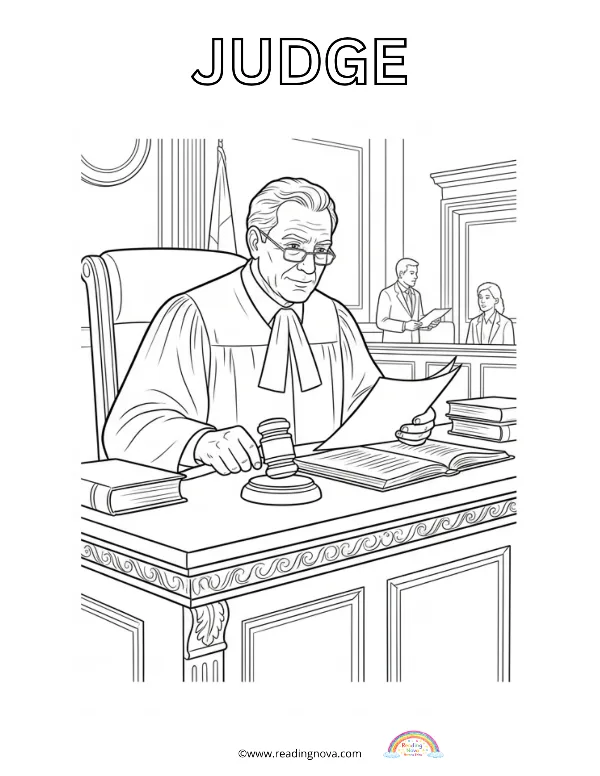 Free colouring page: Judge