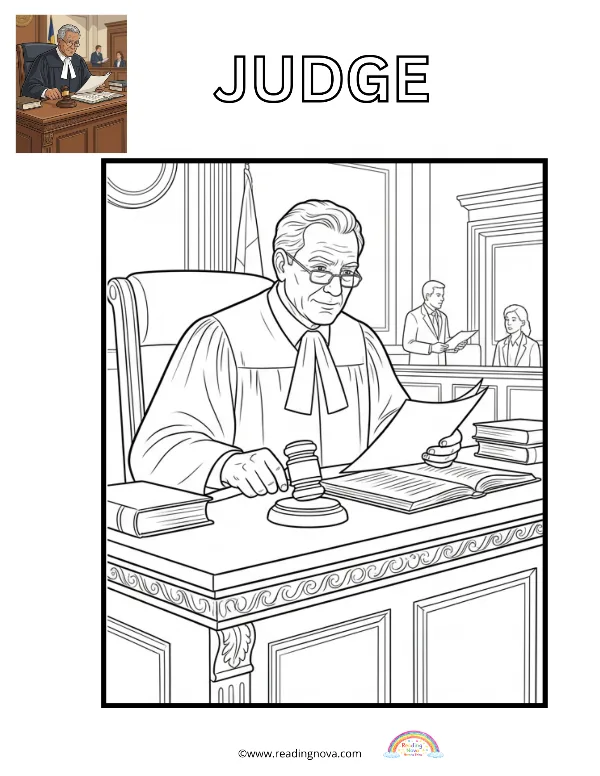 Free colouring page: Judge