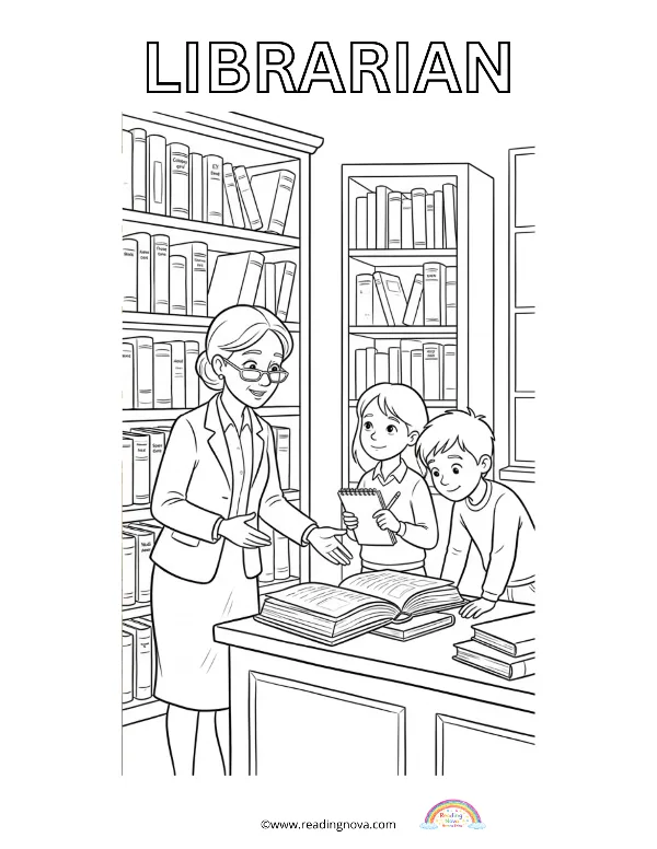 Free colouring page: Librarian