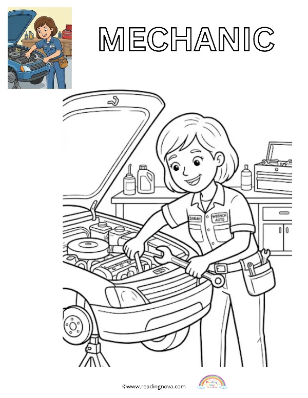 Free colouring page: Mechanic