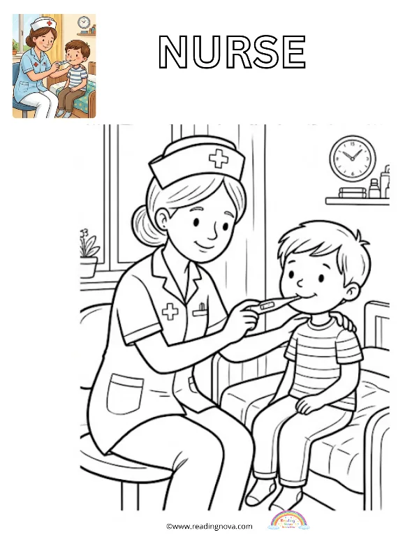 Free colouring page: Nurse