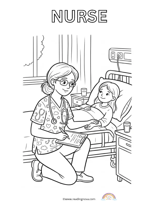 Free colouring page: Nurse