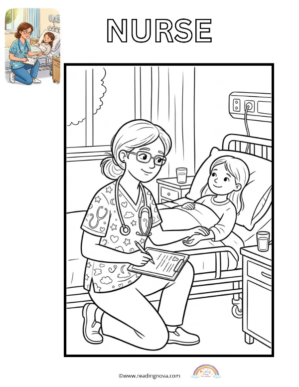 Free colouring page: Nurse