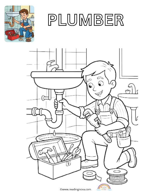Free colouring page: Plumber
