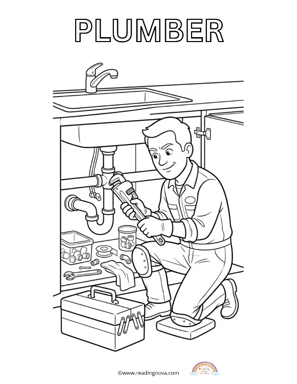 Free colouring page: Plumber