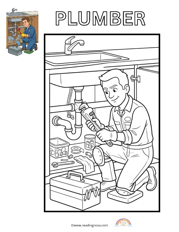 Free colouring page: Plumber