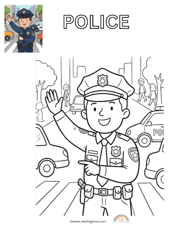 Free colouring page: Police