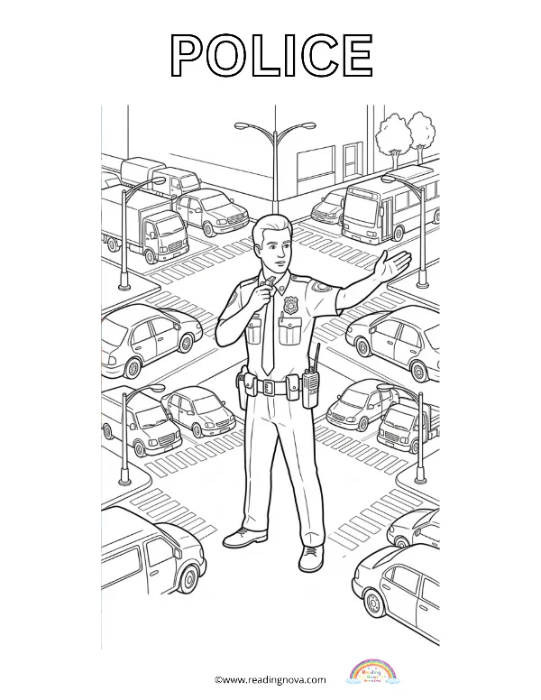Free colouring page: Police