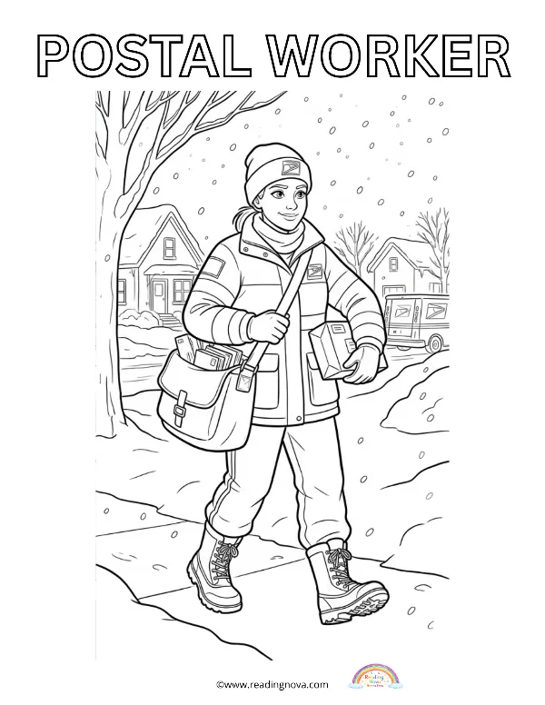 Free colouring page: Postal Worker