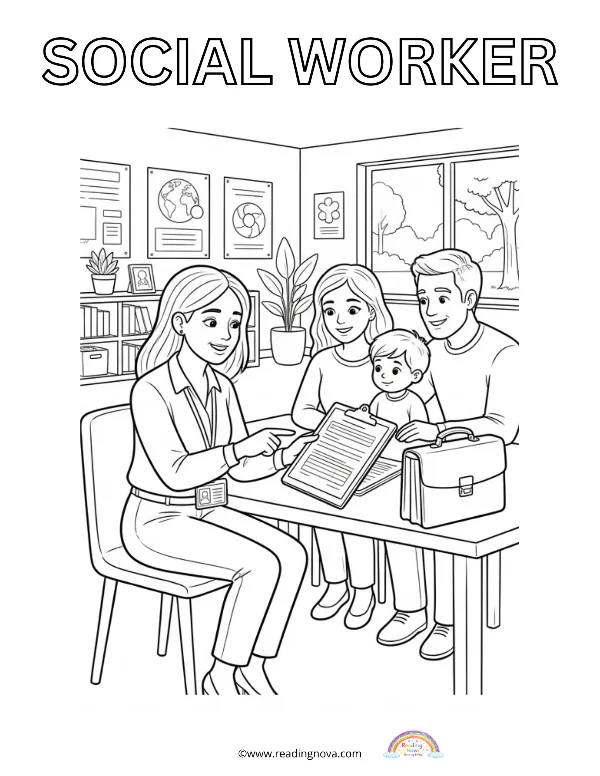 Free colouring page: Social Worker