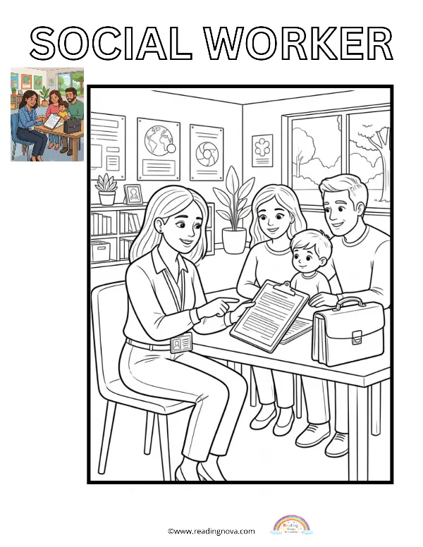 Free colouring page: Social Worker