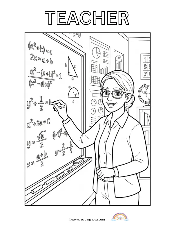 Free colouring page: Teacher