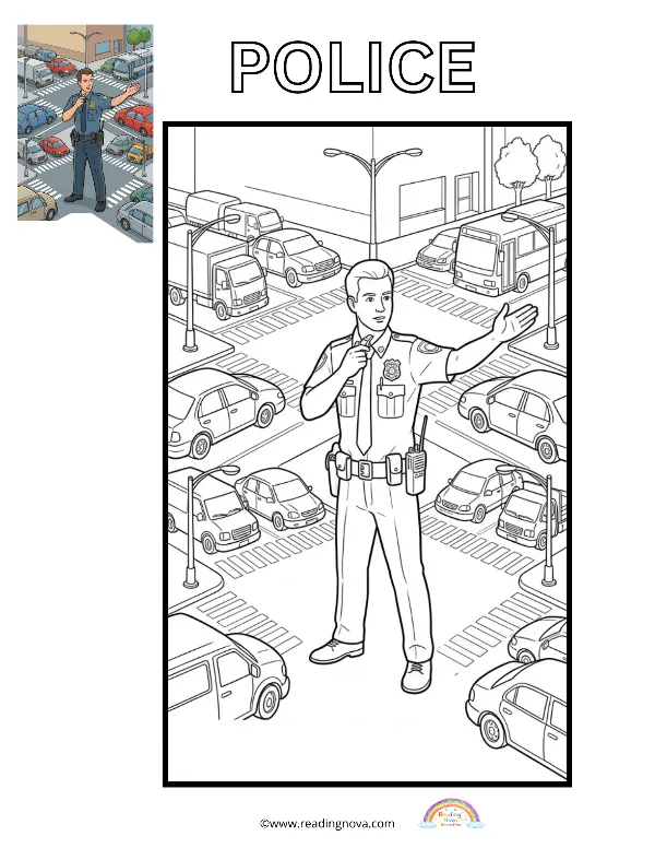 Free colouring page: Traffic Police