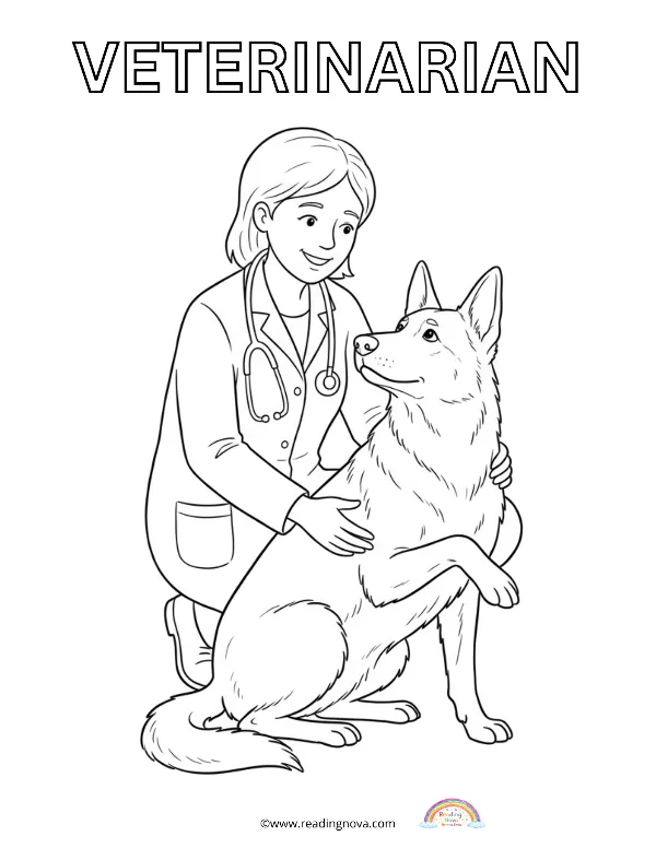 Free colouring page: Veterinarian