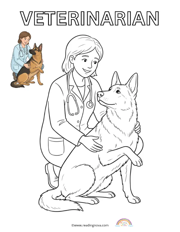 Free colouring page: Veterinarian