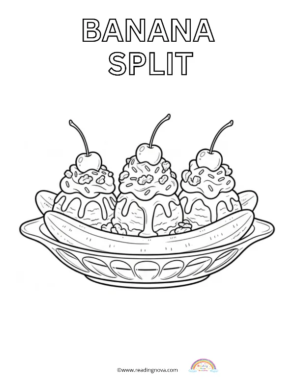Free colouring page: Banana Split