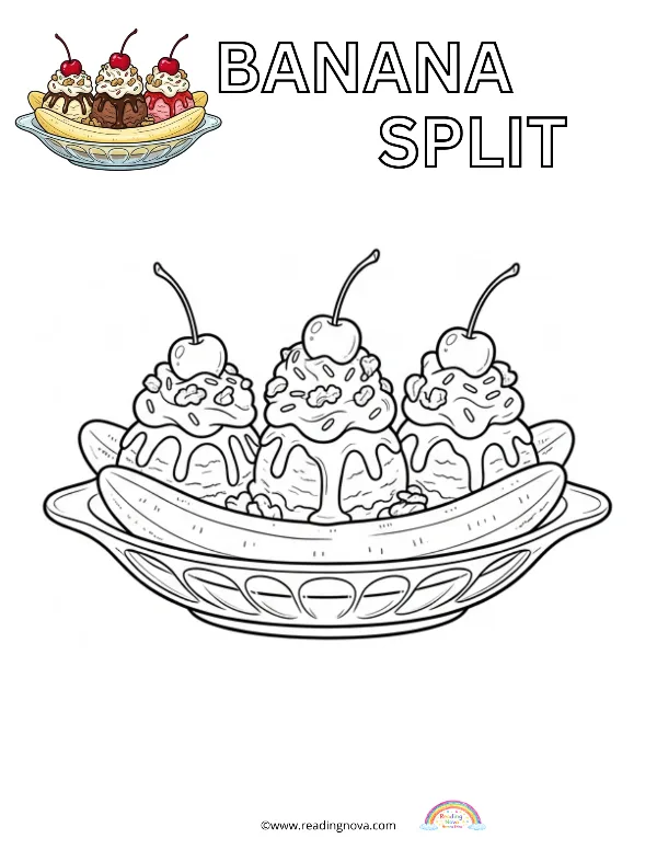 Free colouring page: Banana Split