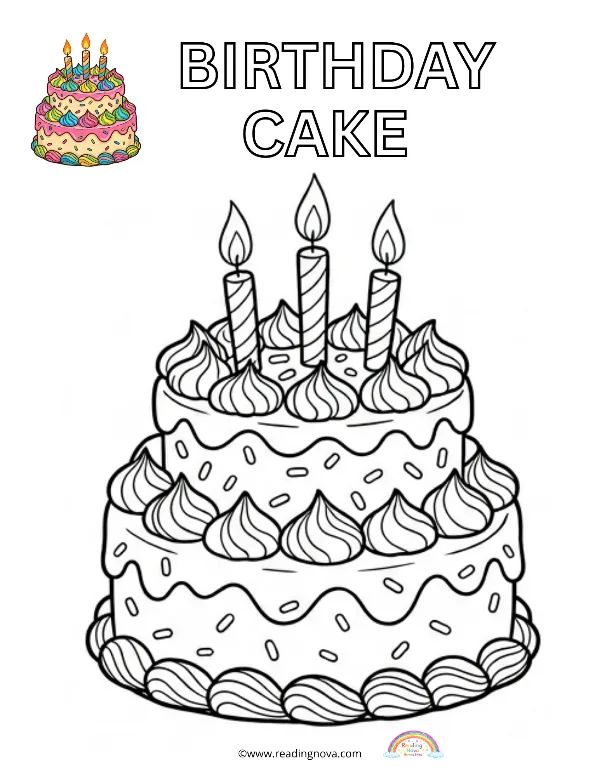 Free colouring page: Birthday Cake