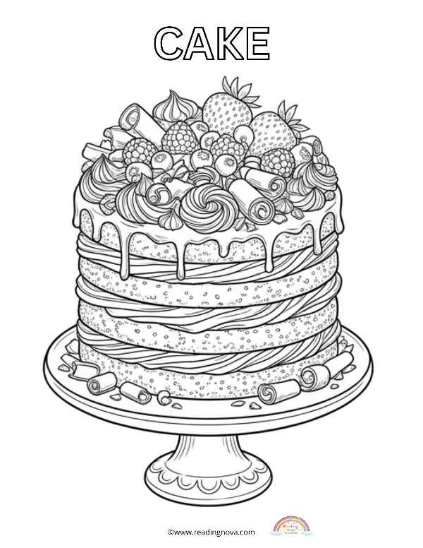 Free colouring page: Cake