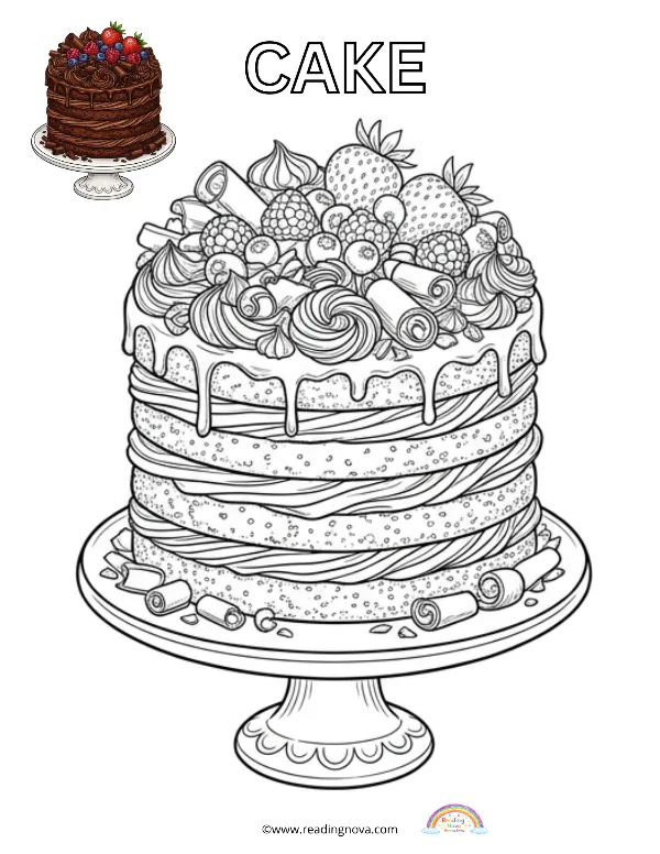 Free colouring page: Cake