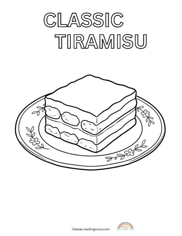 Free colouring page: Classic Tiramisu
