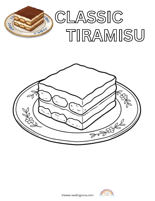 Free colouring page: Classic Tiramisu