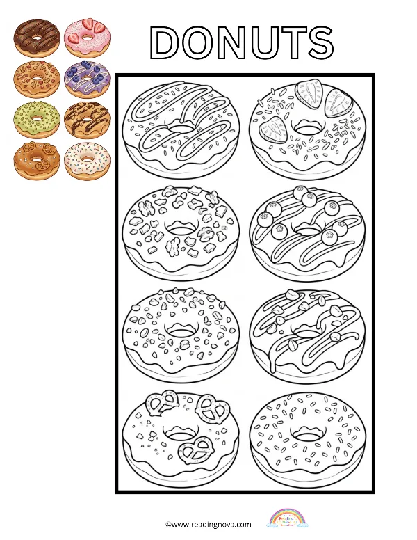 Free colouring page: Donuts