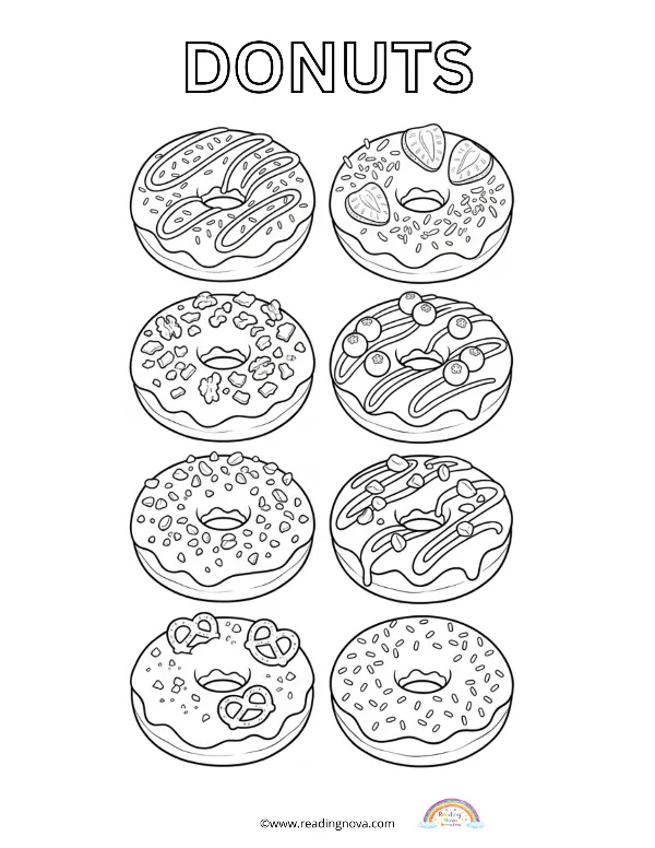 Free colouring page: Donuts