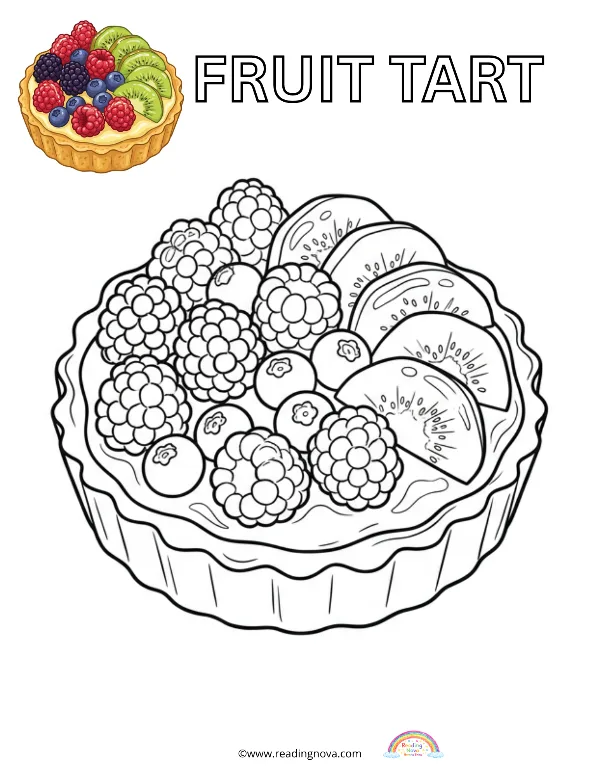 Free colouring page: Fruit Tart