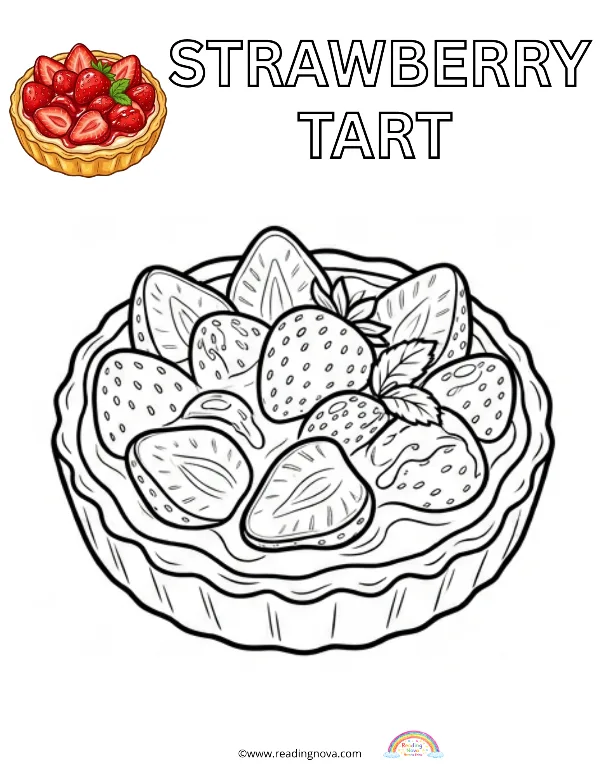 Free colouring page: Strawberry Tart