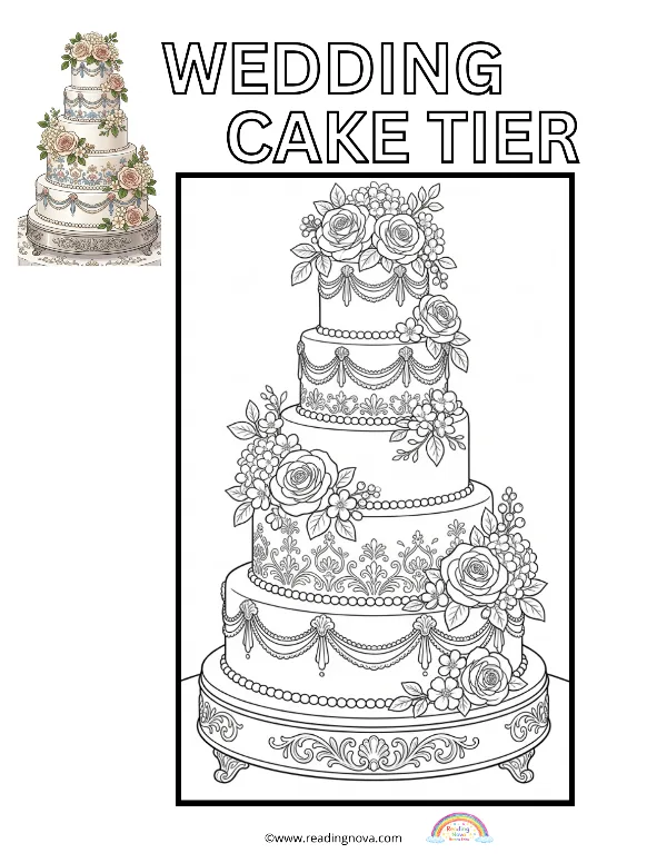 Free colouring page: Wedding Cake