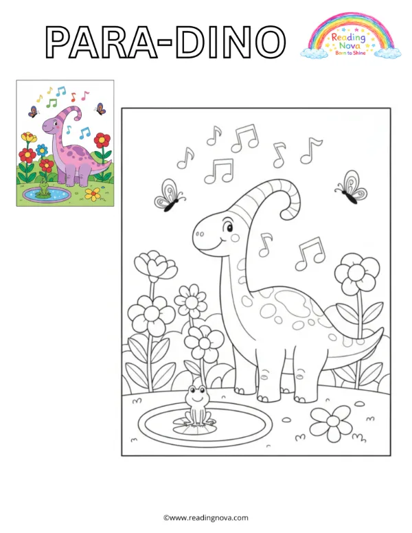 Free colouring page: Para-Dino