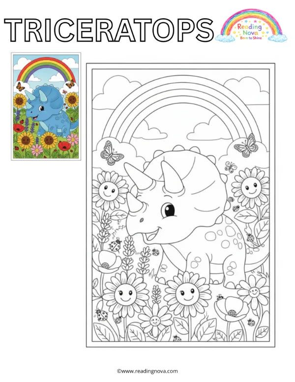 Free colouring page: Triceratops