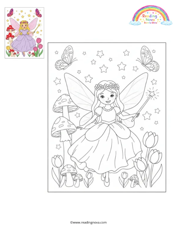 Free colouring page: Garden Fairy Doll