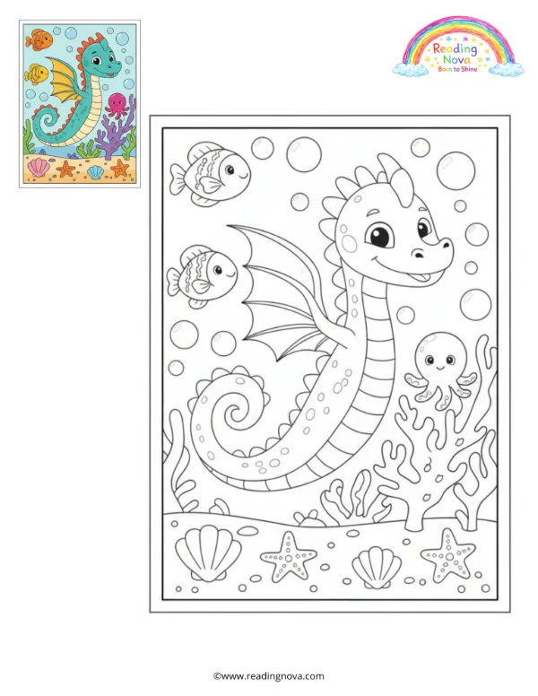 Free colouring page: Little Sea Dragon