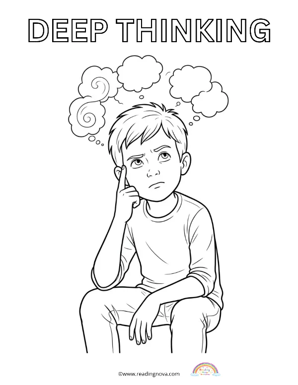 Free colouring page: Deep Thinking