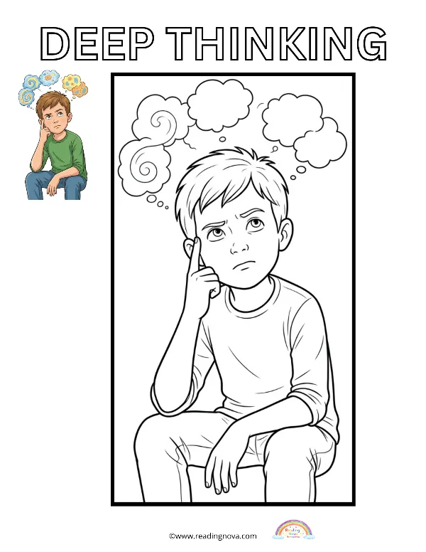 Free colouring page: Deep Thinking