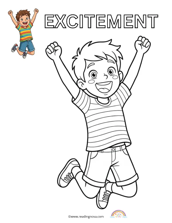 Free colouring page: Excitement