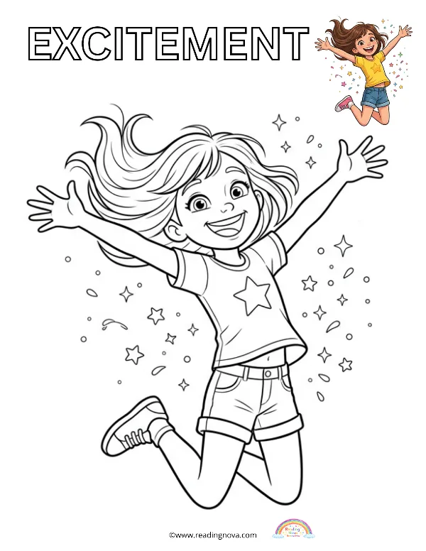 Free colouring page: Excitement