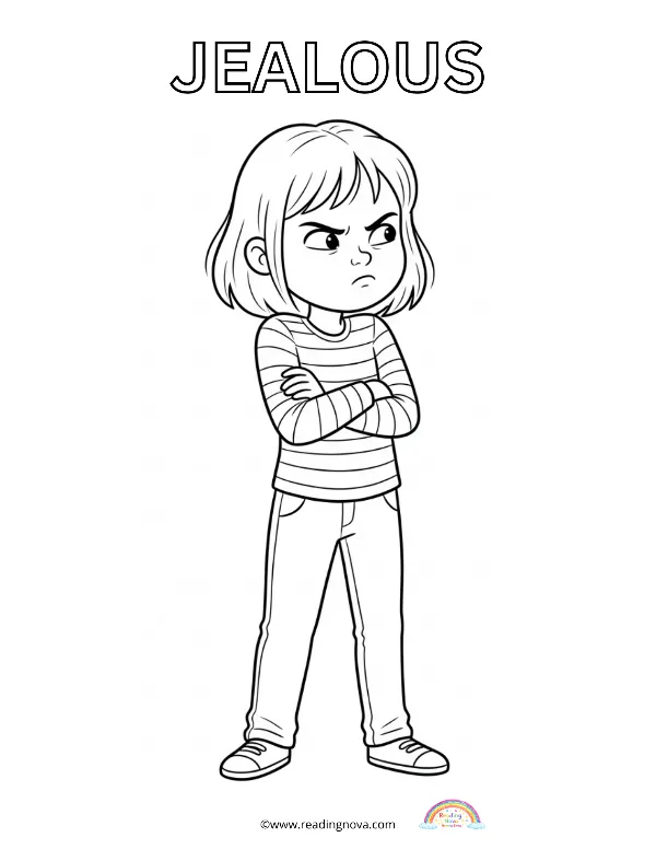 Free colouring page: Jealous